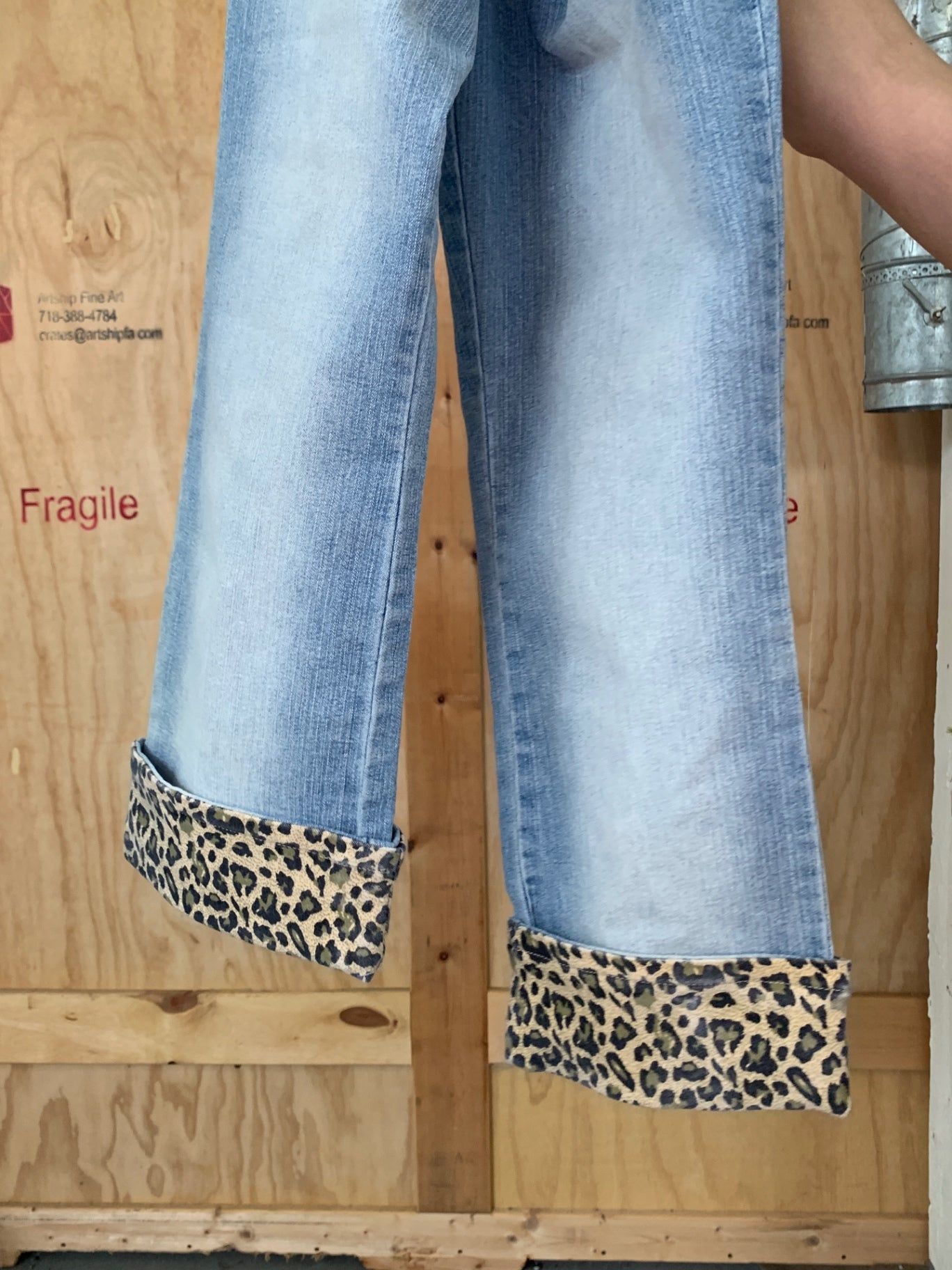 nice Denim Capri Jeanshose S Blau, mit Leo Hosenumschlag