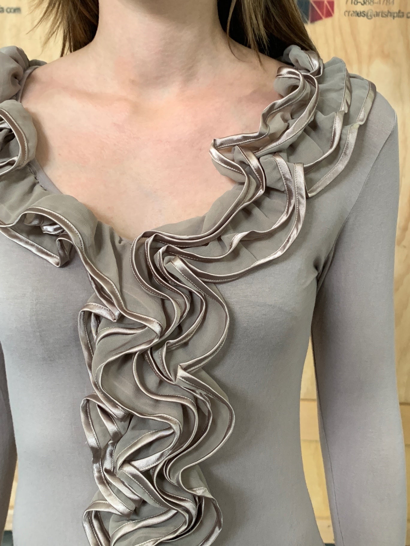 BERGE Oberteil S Beige mit Rüschen