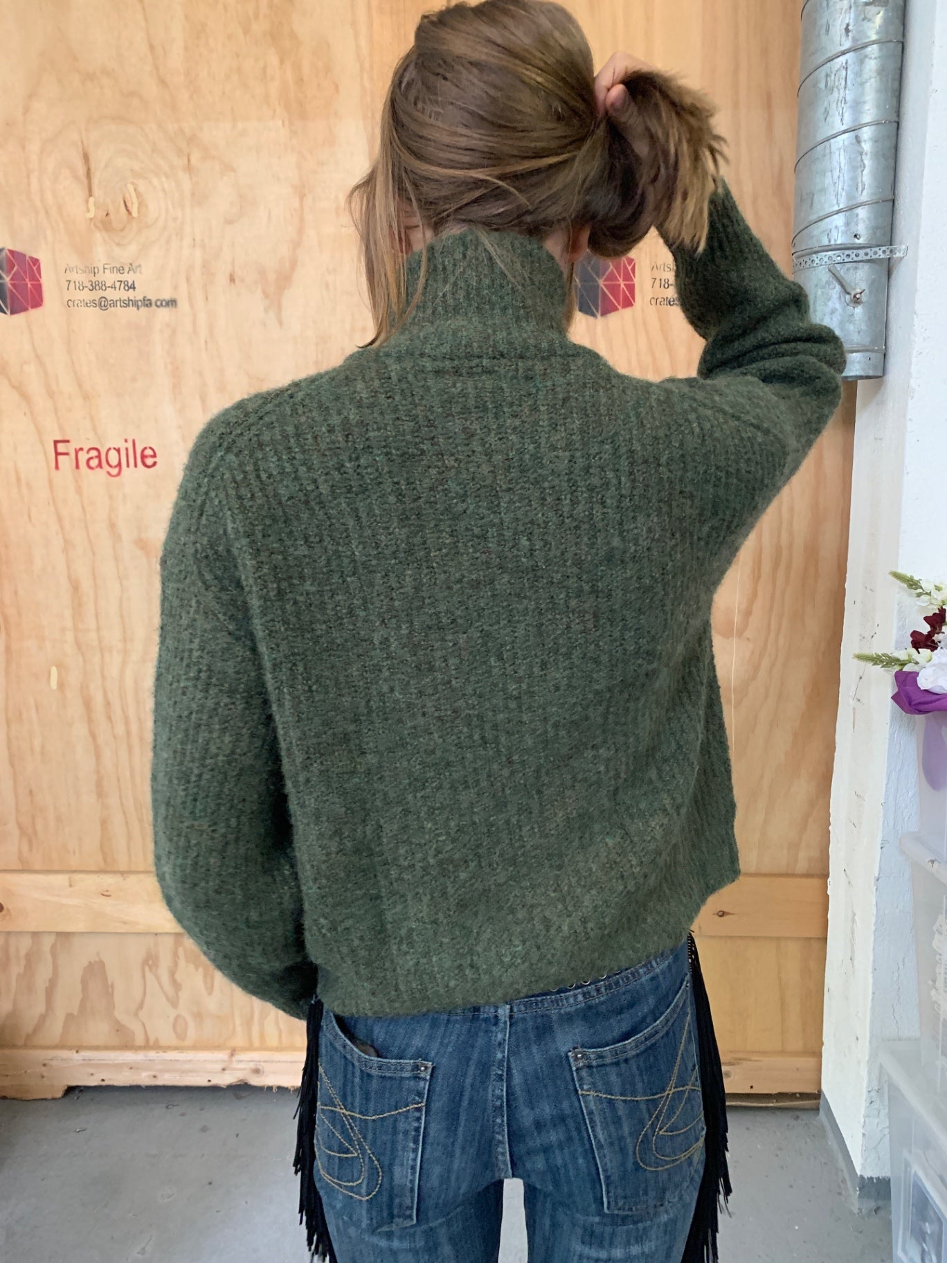 Urban Outfitters Strickjacke S Dunkelgrün