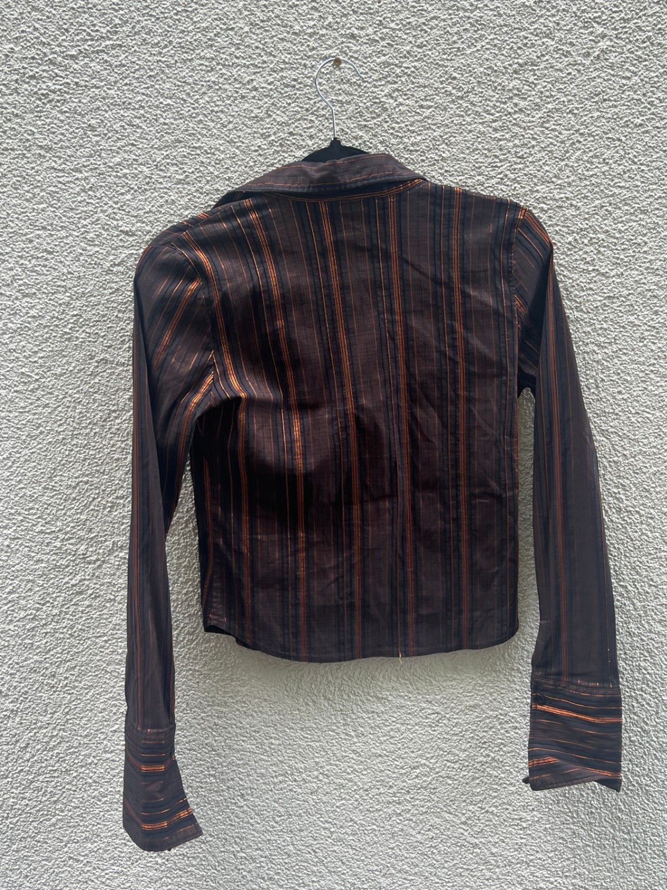 Bluse 38 Schwarz mit Orange Streifen