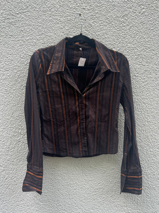 Bluse 38 Schwarz mit Orange Streifen