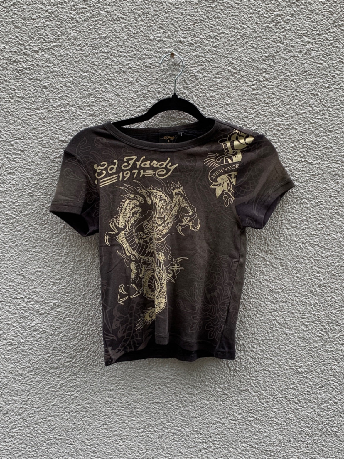 Ed Hardy Shirt M Grau, Beige