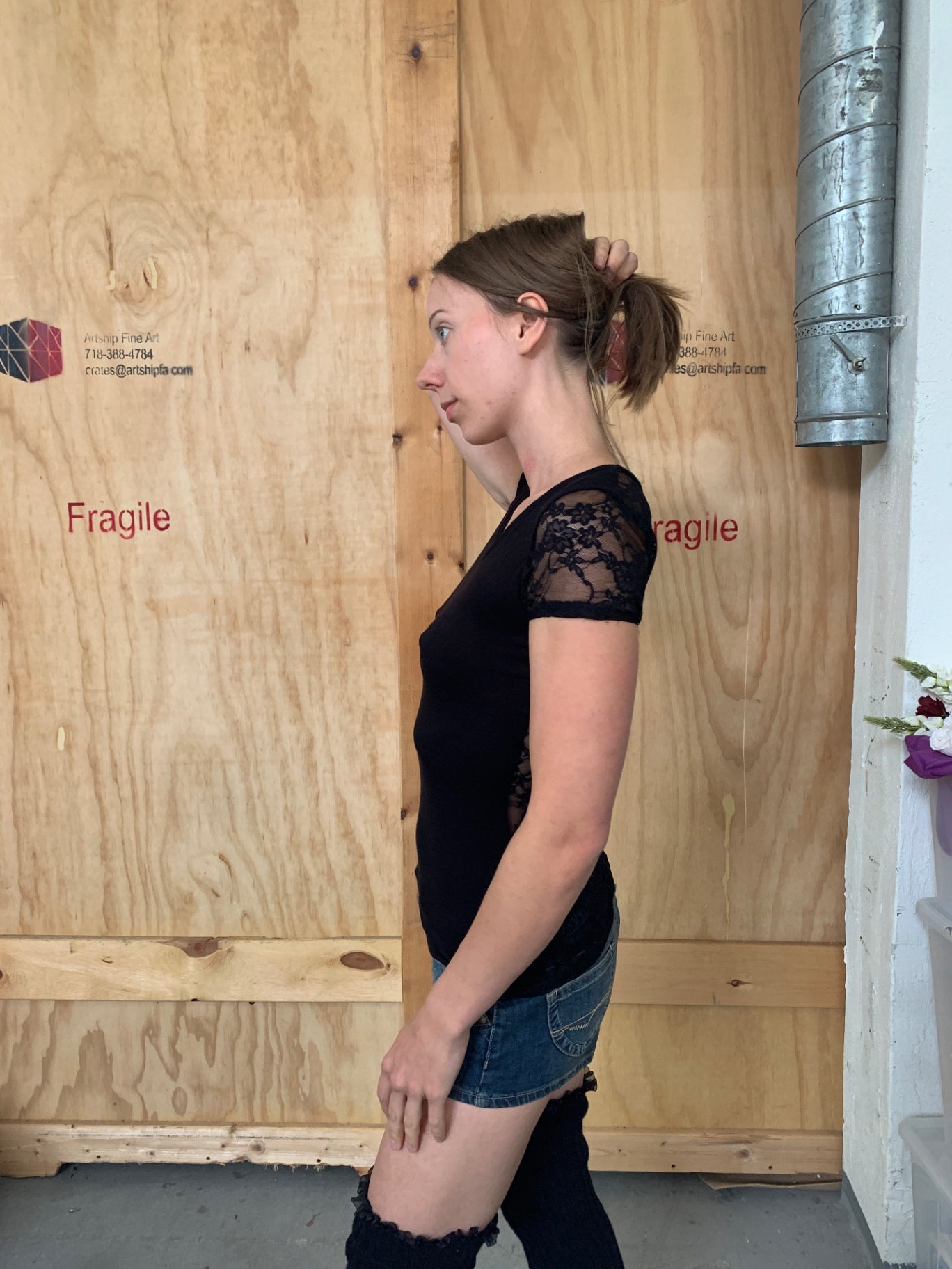 Nana outfitters T-Shirt M Schwarz mit Spitze