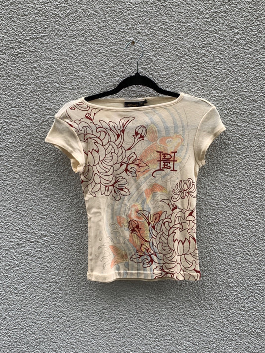 Ed Hardy Shirt M Beige, Burgunderrot, Aprikose