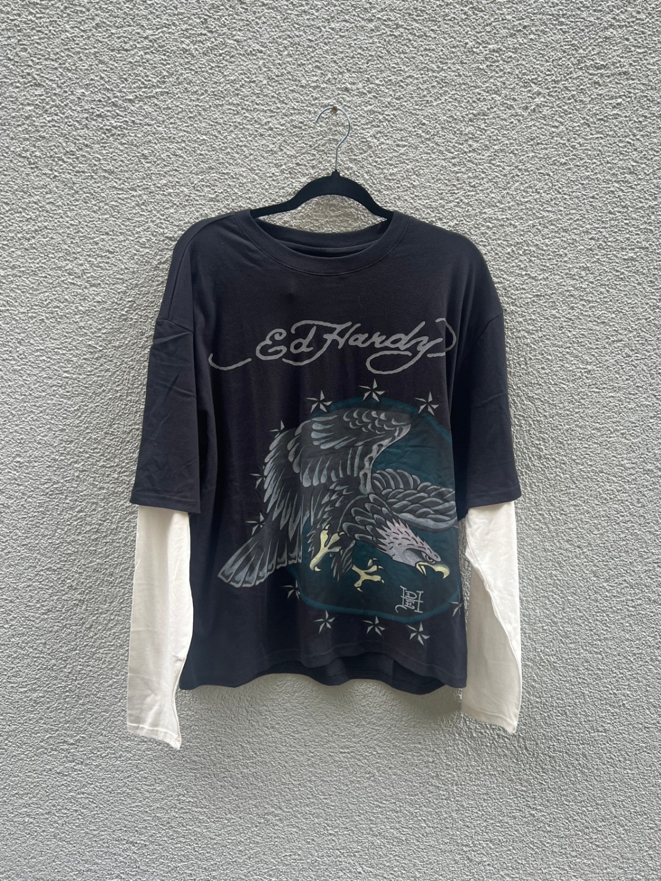 Ed Hardy x Urban Outfitters Oberteil S Schwarz und Creme