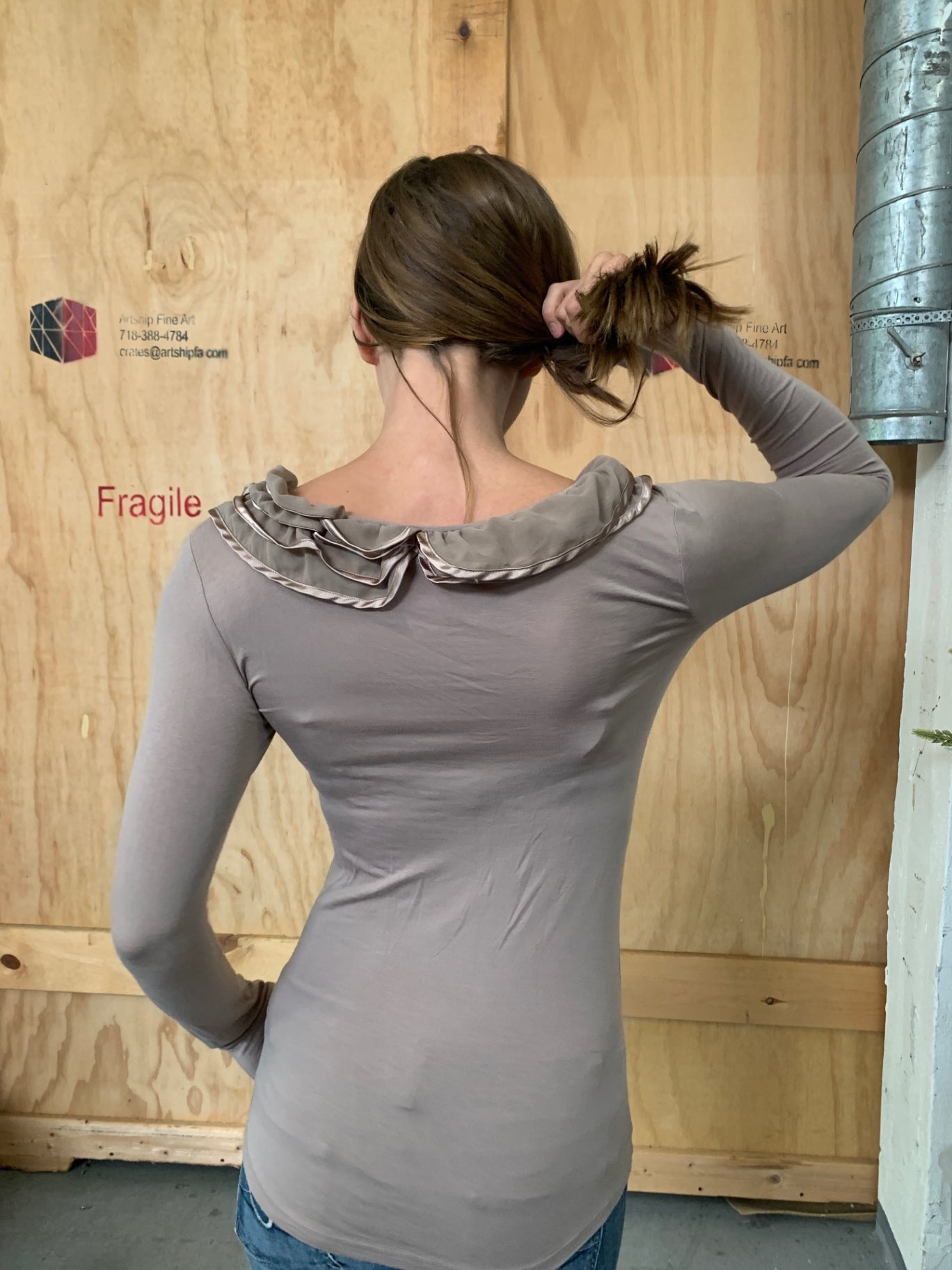 BERGE Oberteil S Beige mit Rüschen