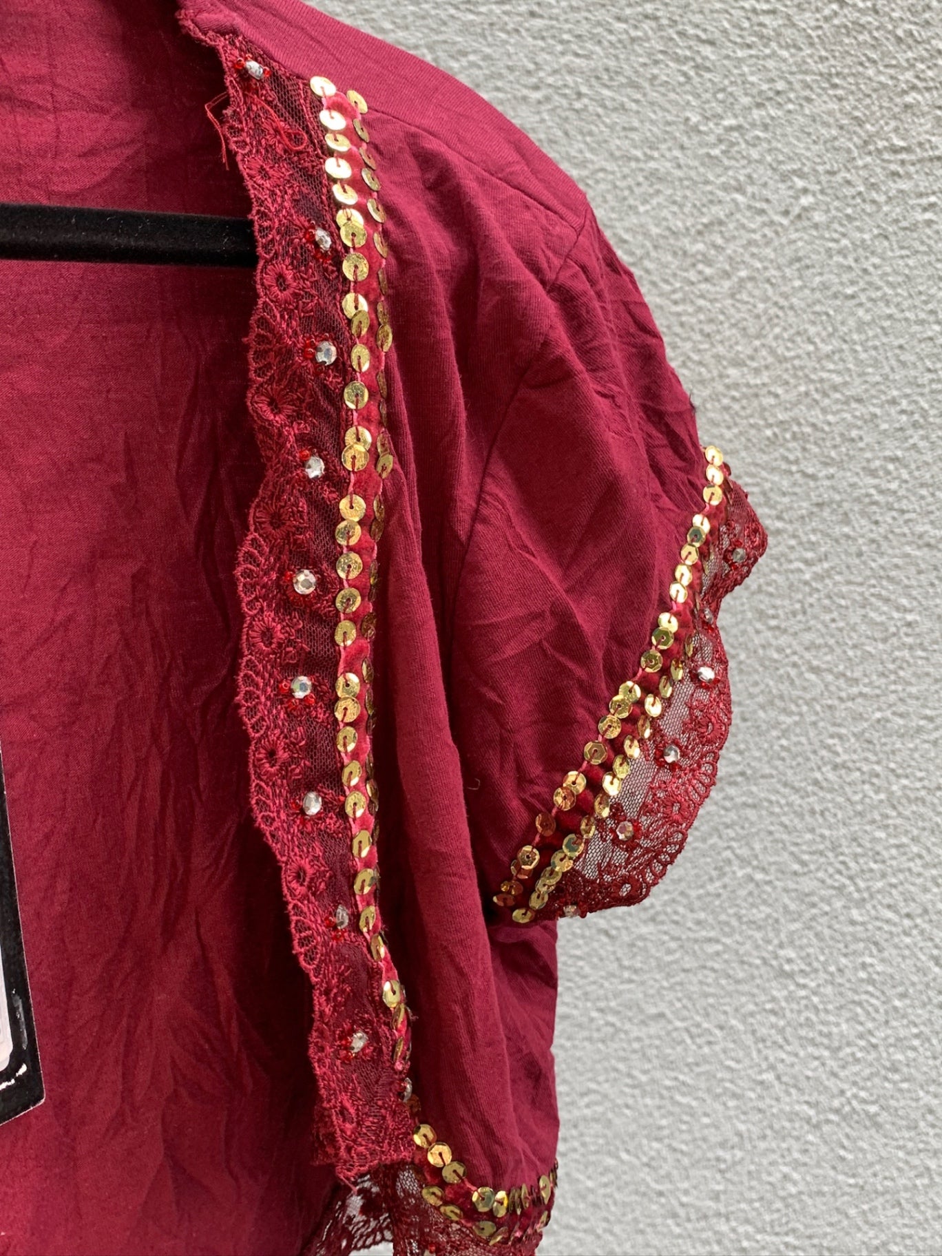 Vero Moda Bolero mit Pailletten L Burgunderrot, Gold