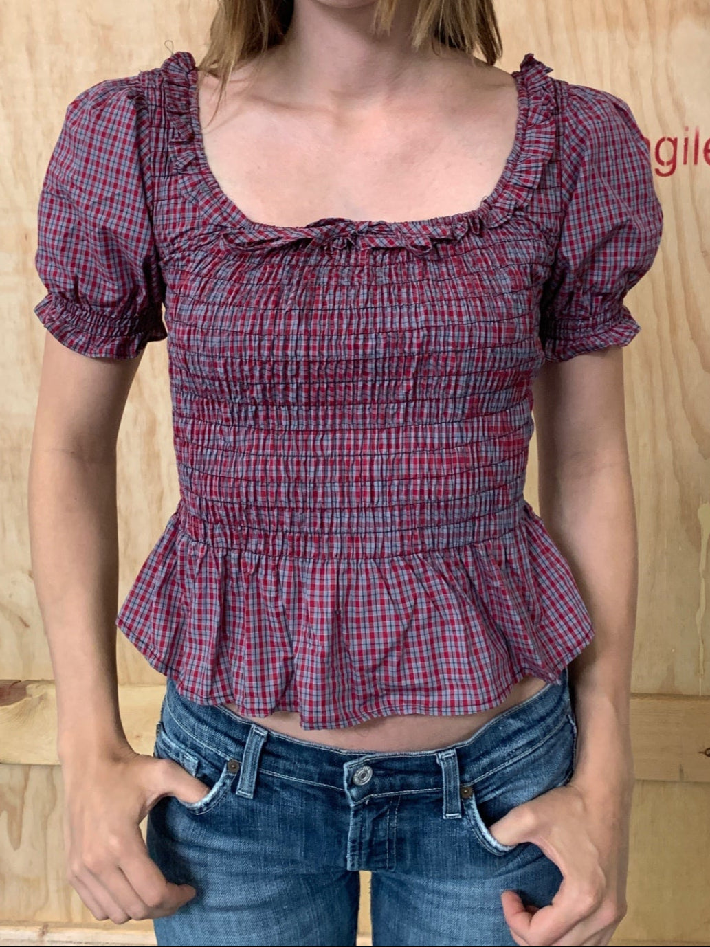 Daisy Street Oberteil XS Rot, Grau