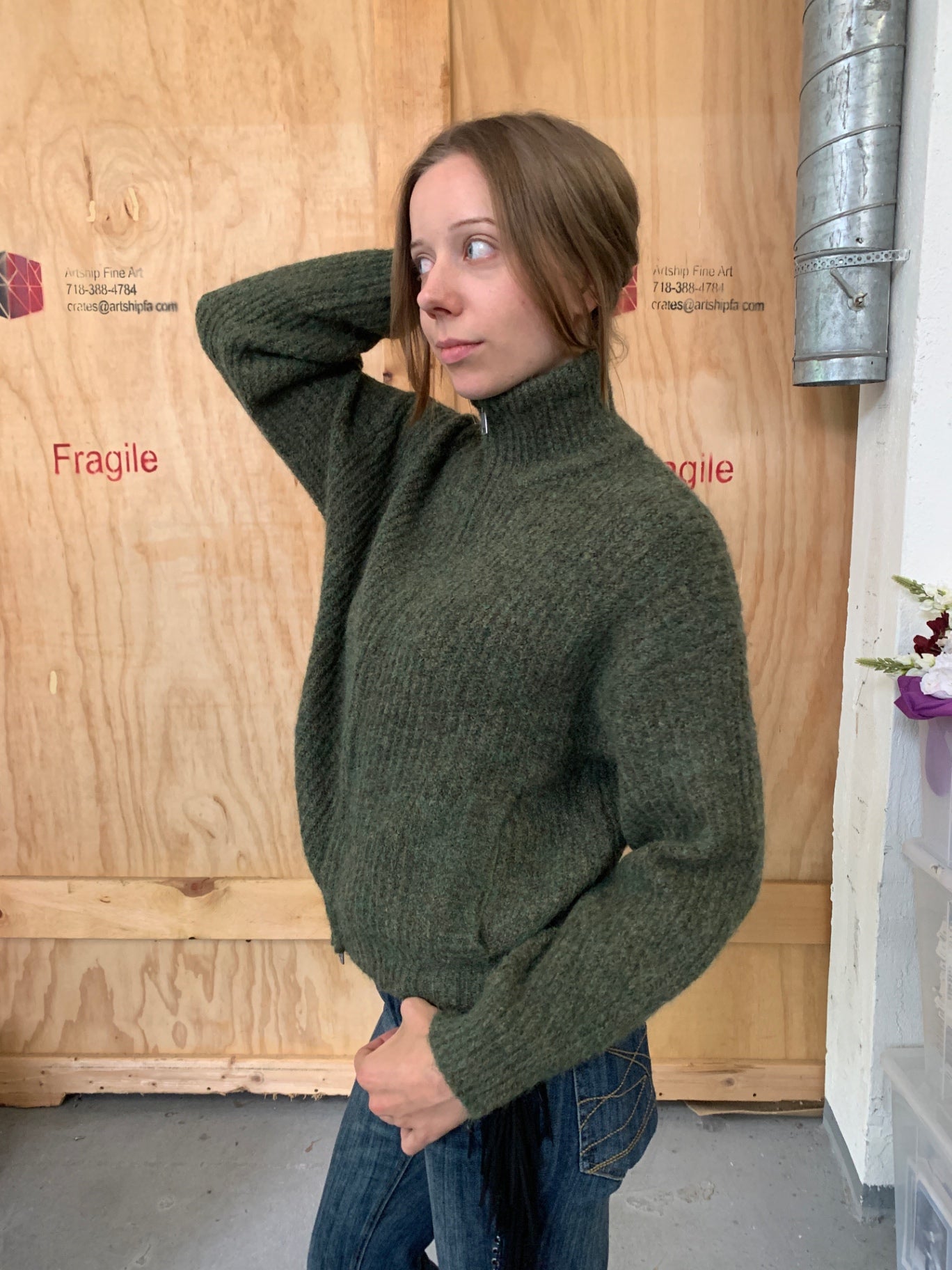 Urban Outfitters Strickjacke S Dunkelgrün