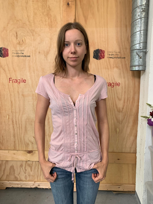 Ärmelloses Oberteil S Rosa mit Rüschen