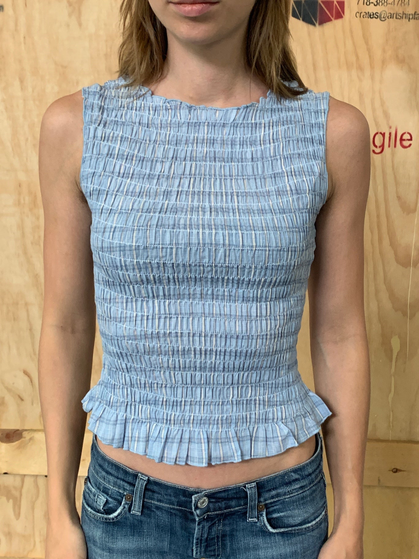 Daisy Street Top S Blau, Weiß