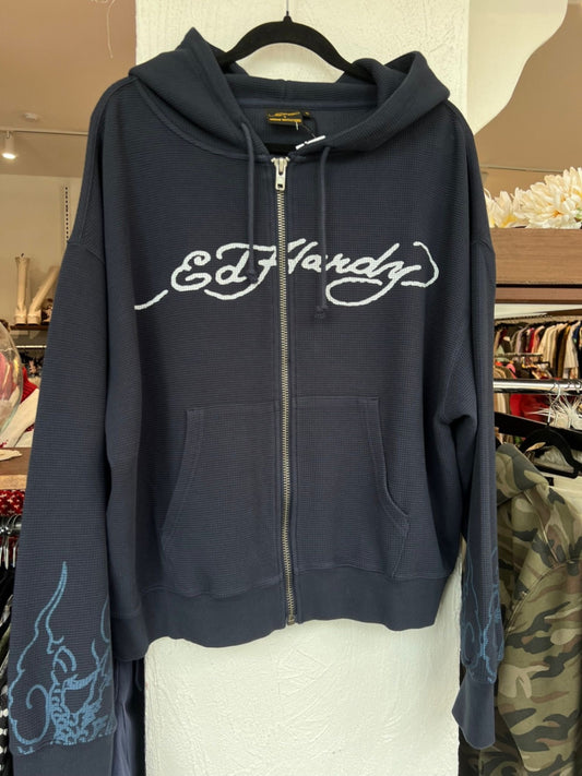 Ed Hardy Hoodie M Dunkelblau