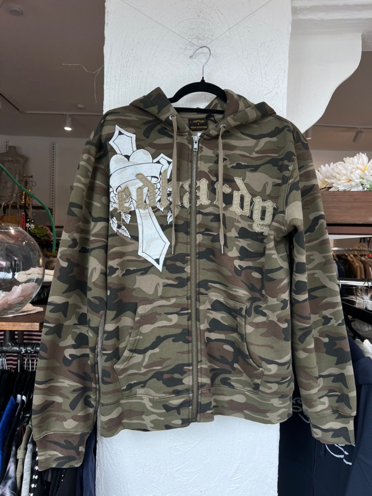 Ed Hardy Hoodie S Grün, Braun, Schwarz, Weiß