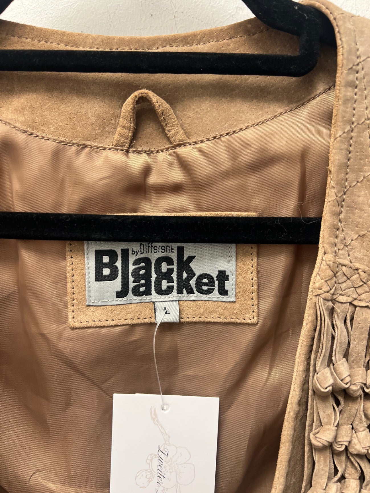 Black Jacket Lederjacke Beige