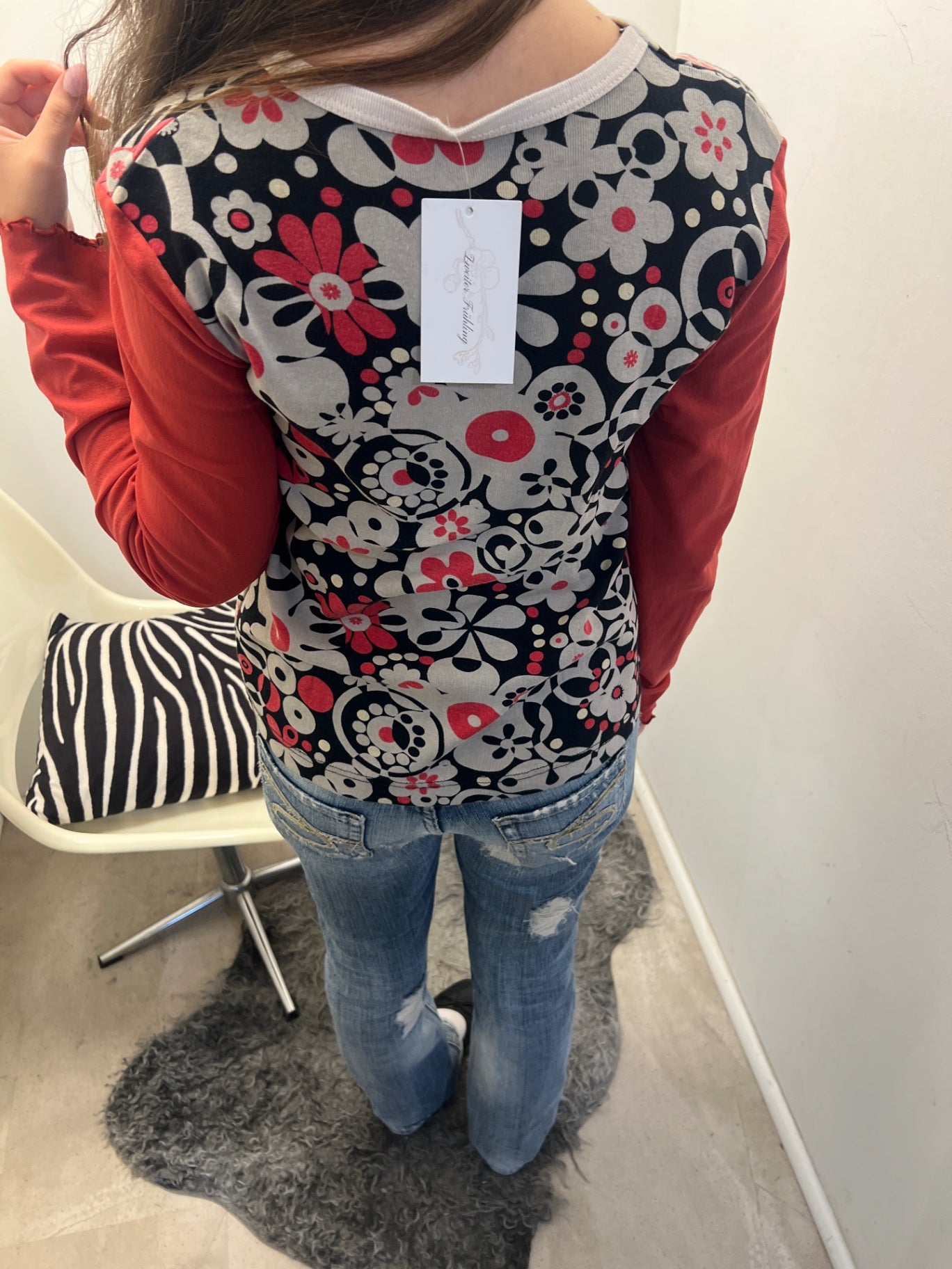 Langarmshirt M Mehrfarbig (Schwarz, Grau, Rot, Weiß)