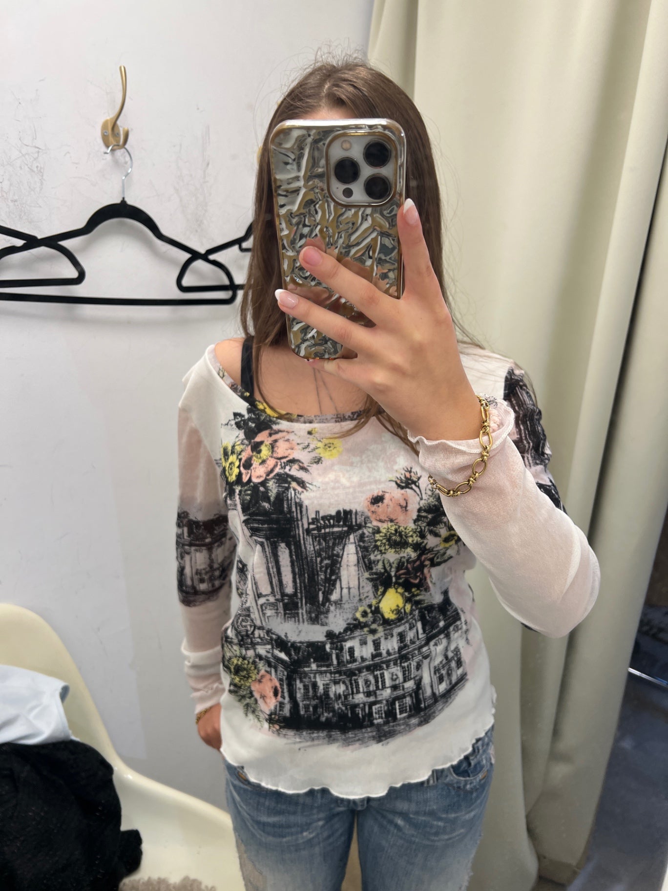 comma Oberteil 42 Mehrfarbig mit Schwarz, Pink, Gelb und Weiß