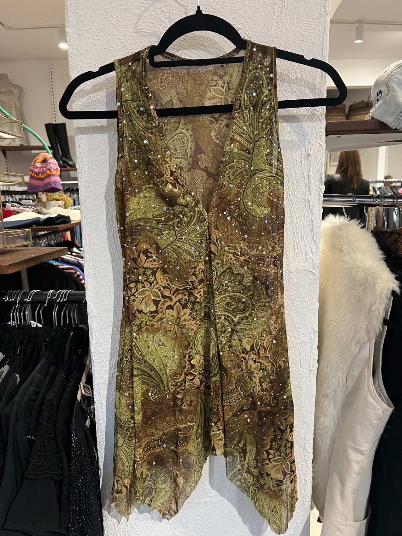 Ärmelloses Oberteil S Grünbraun