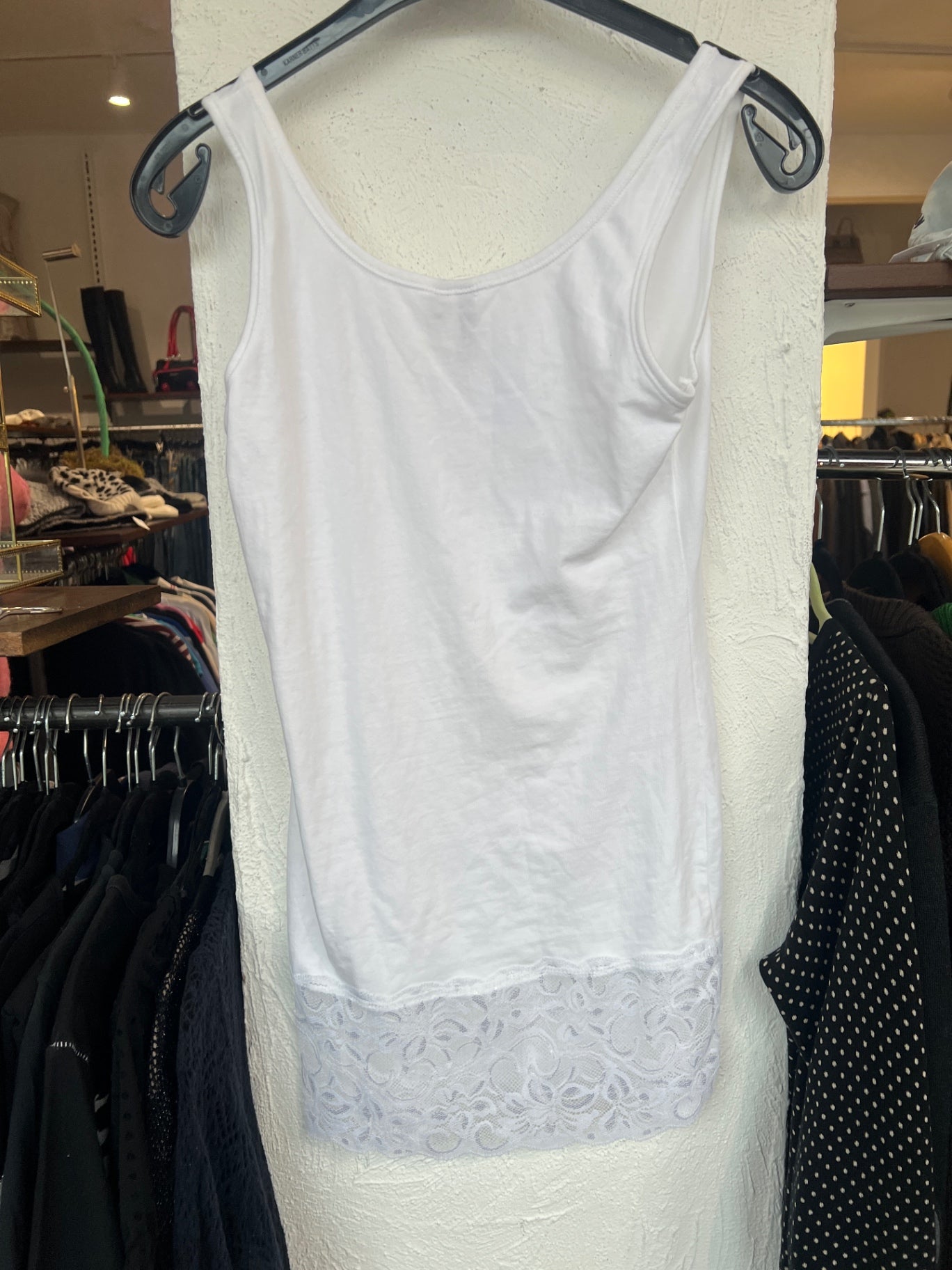 Top mit Spitze S Weiß