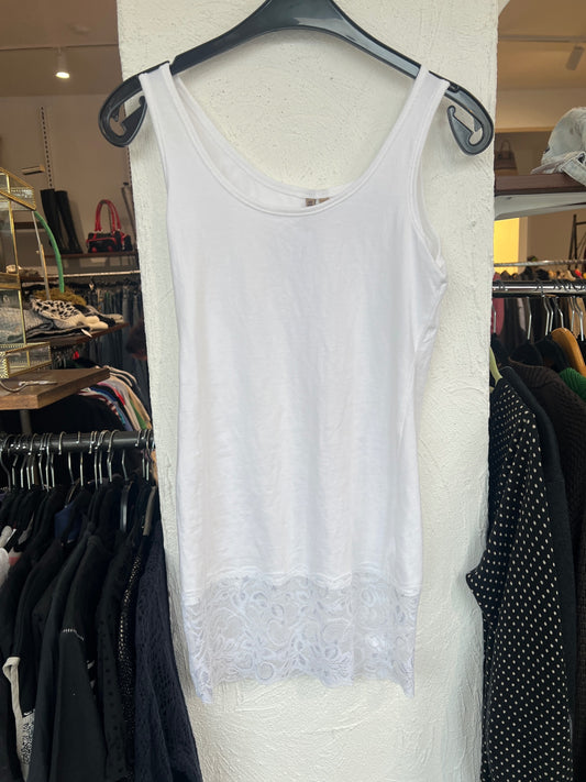 Top mit Spitze S Weiß