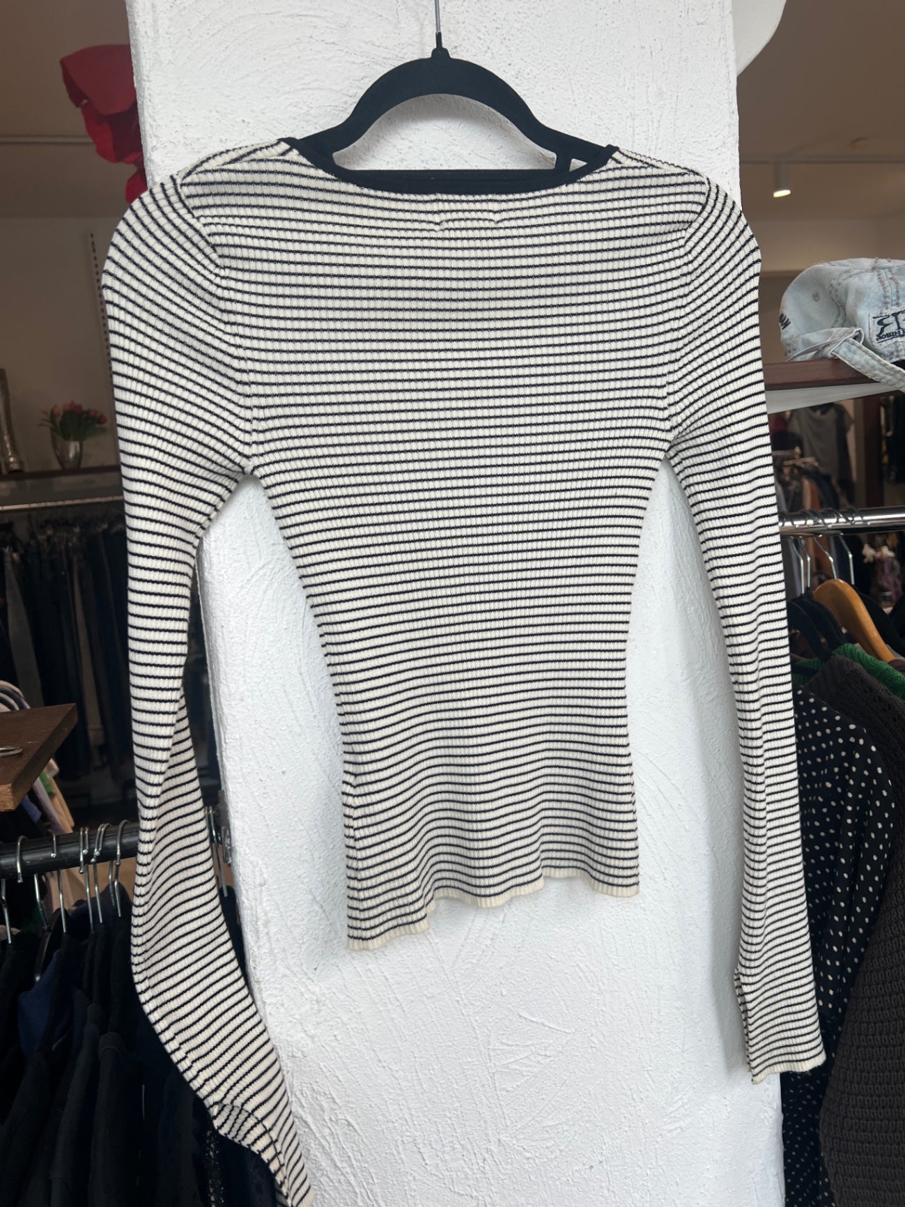 Langarmshirt XS Weiß mit schwarze Streifen