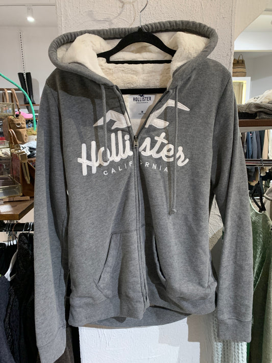 Hollister Strickjacke mit Fell M Grau