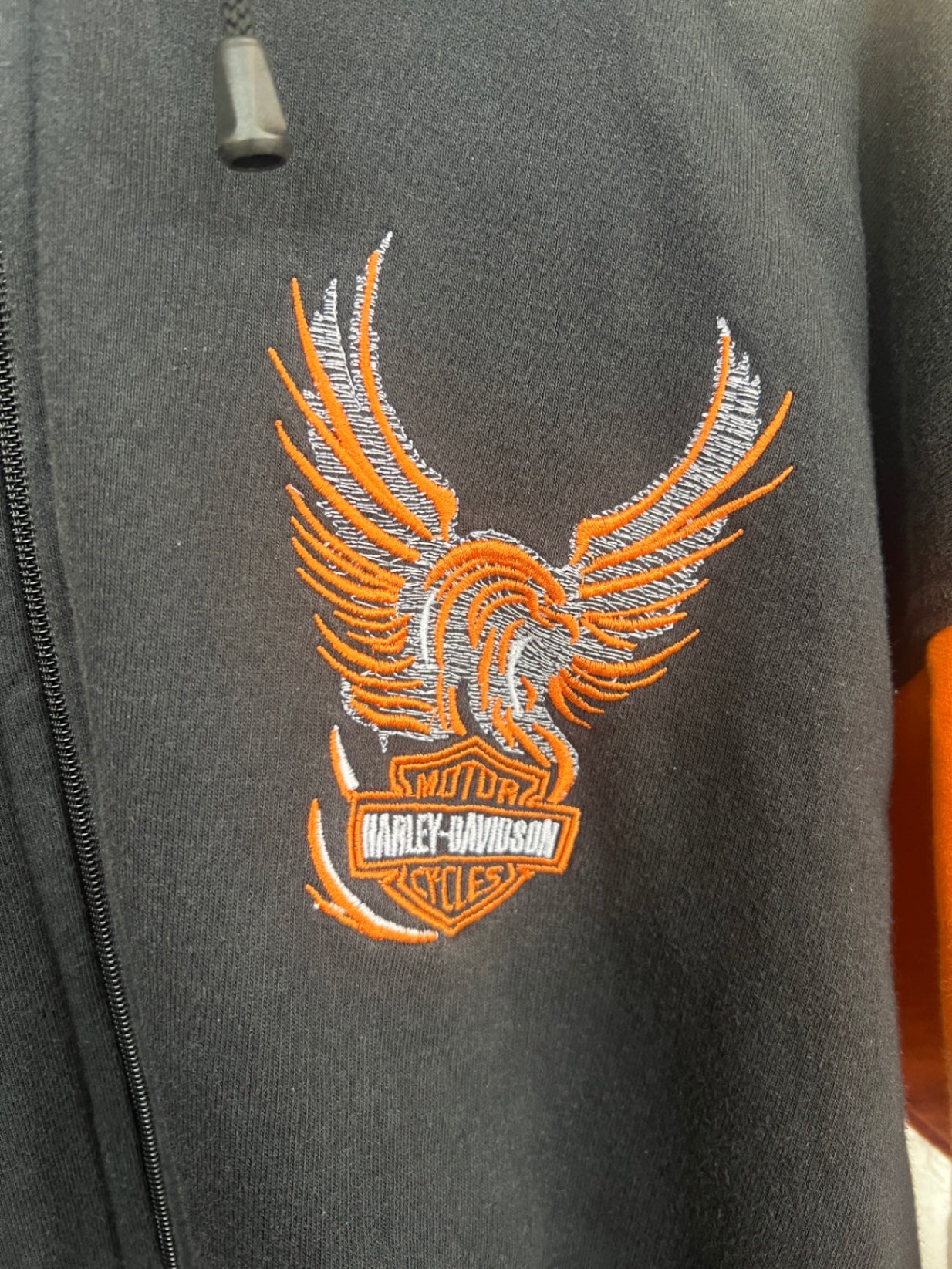 Harley Davidsons Strickjacke M Schwarz mit Orange