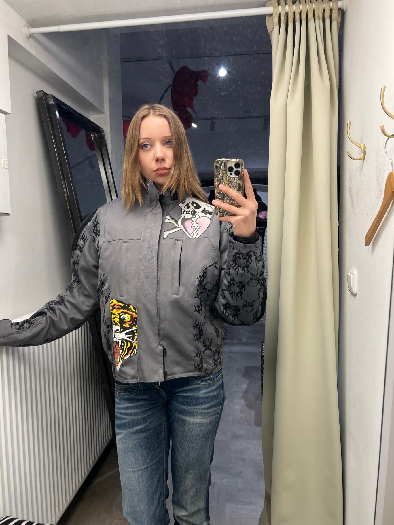 Ed Hardy Jacke L Grau