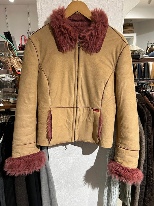 Typify Jacke L Beige mit wendbarem rosa Fell