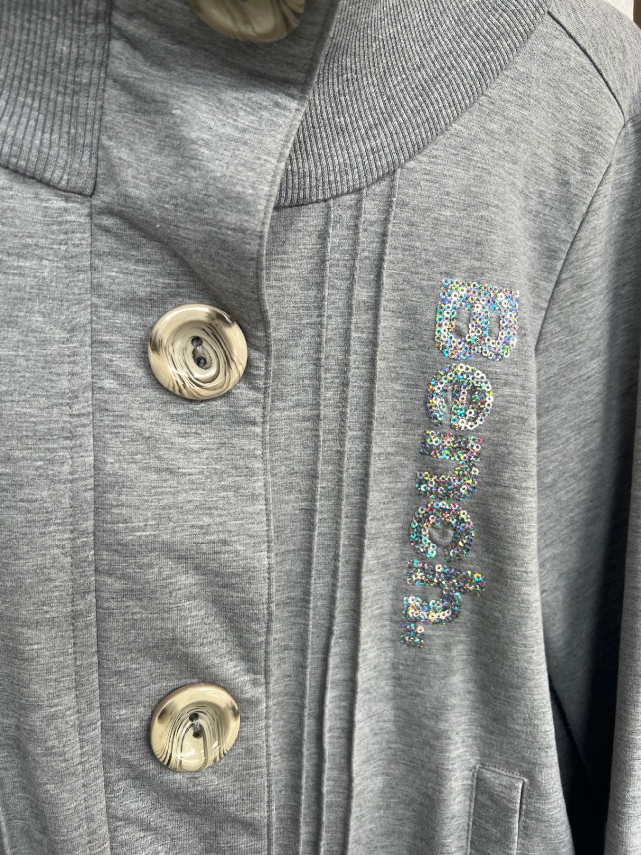 Bench Jacke M Grau mit Glitzer