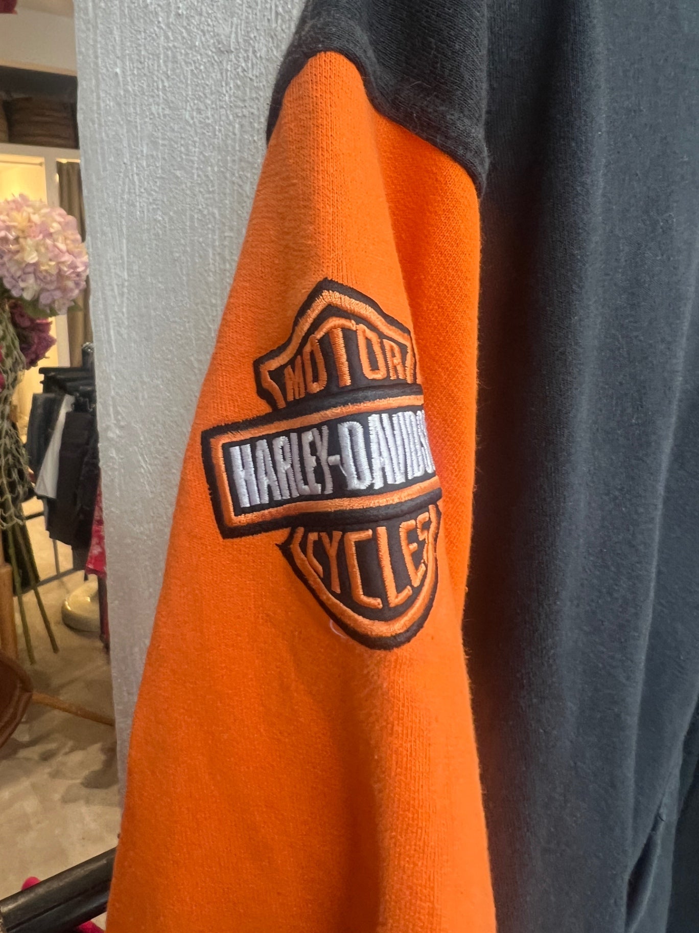 Harley Davidsons Strickjacke M Schwarz mit Orange