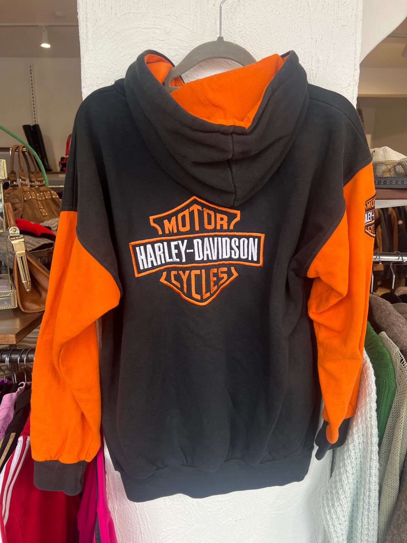 Harley Davidsons Strickjacke M Schwarz mit Orange