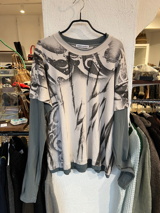 Jaded London Langarmshirt M Beige, Grau