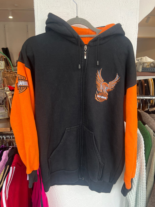 Harley Davidsons Strickjacke M Schwarz mit Orange