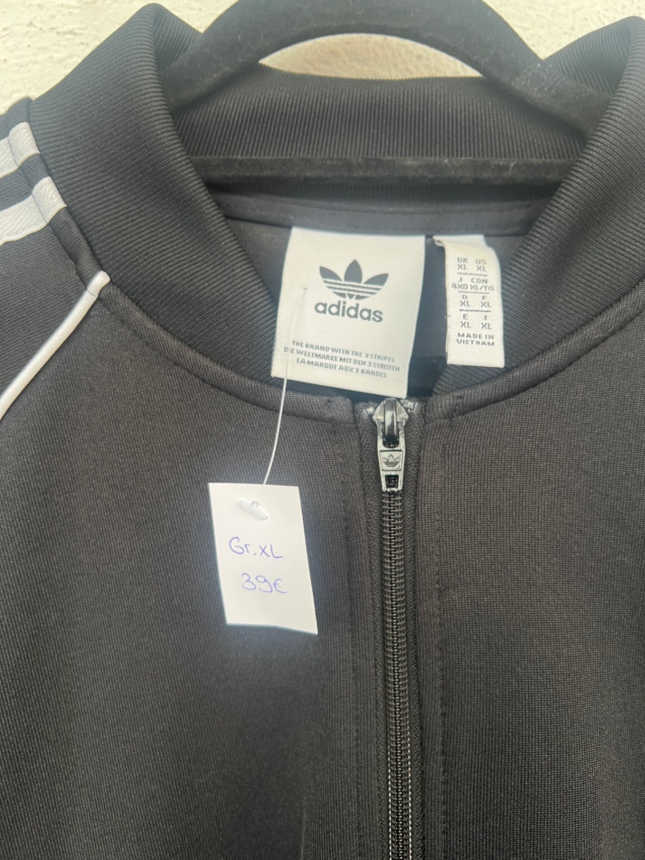 adidas Strickjacke XL Schwarz Weiß