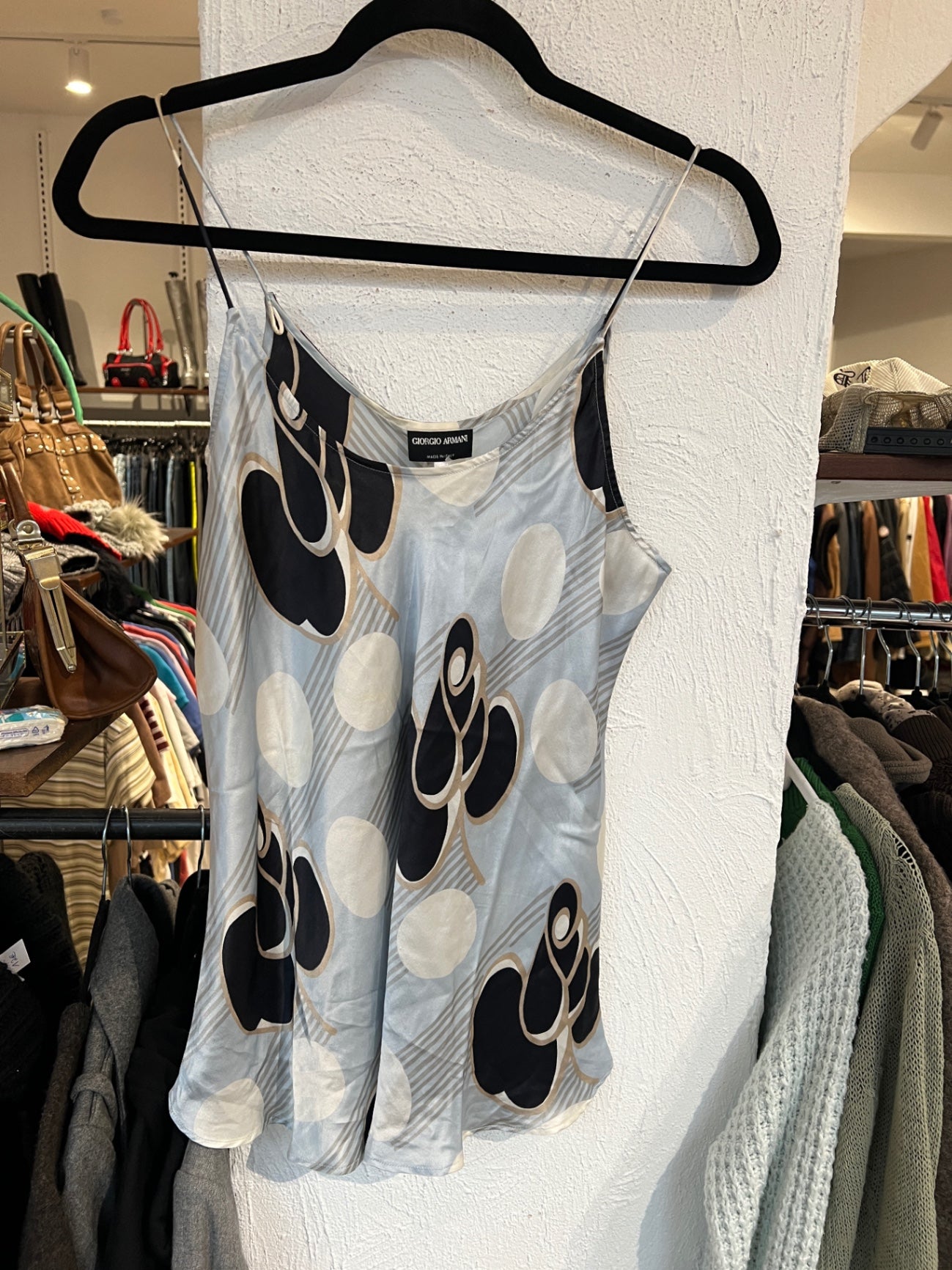 Giorgio Armani Top 42 Blau, Schwarz, Beige, Weiß