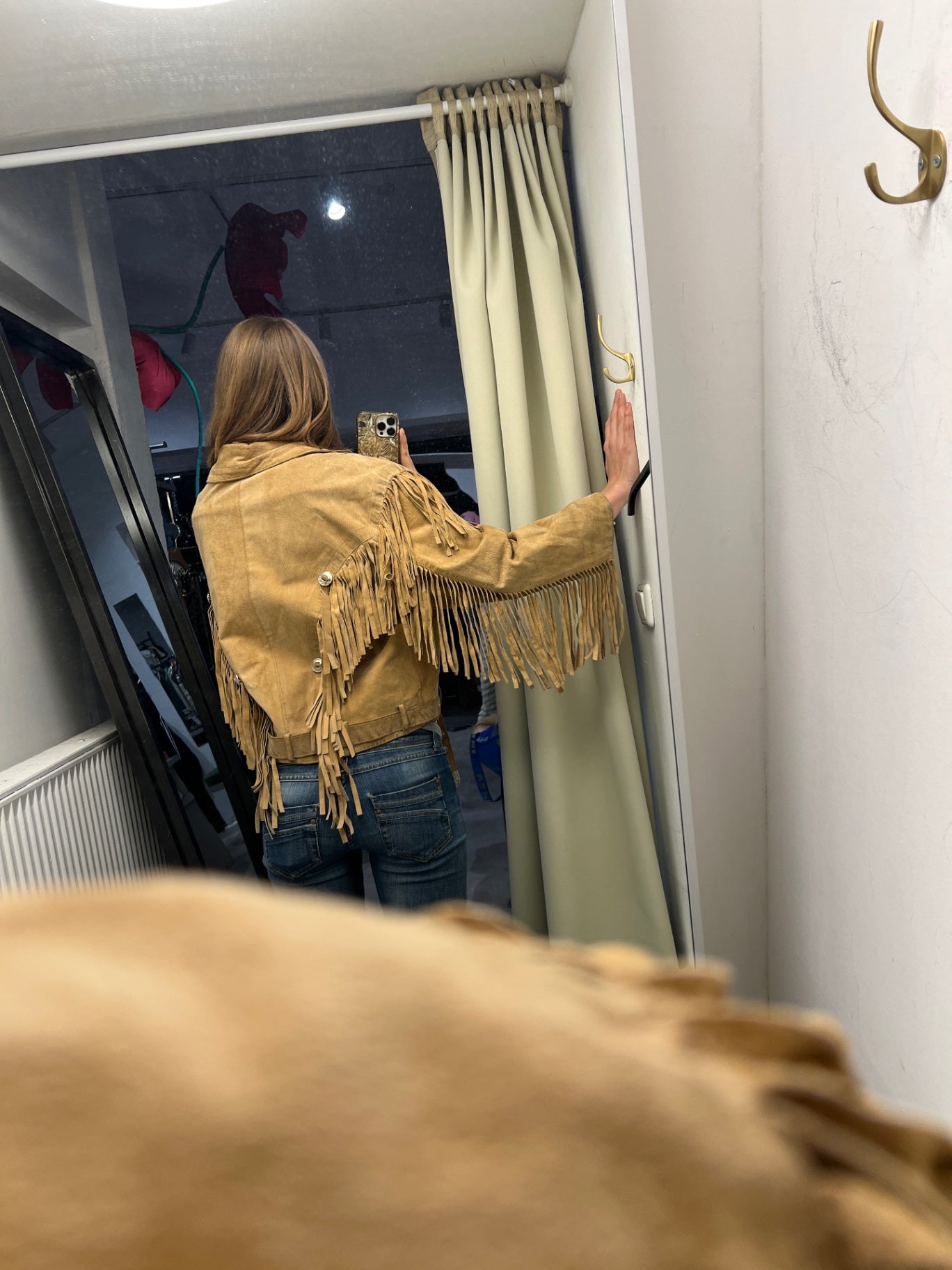 Jacke mit Fransen 44 Hellbraun