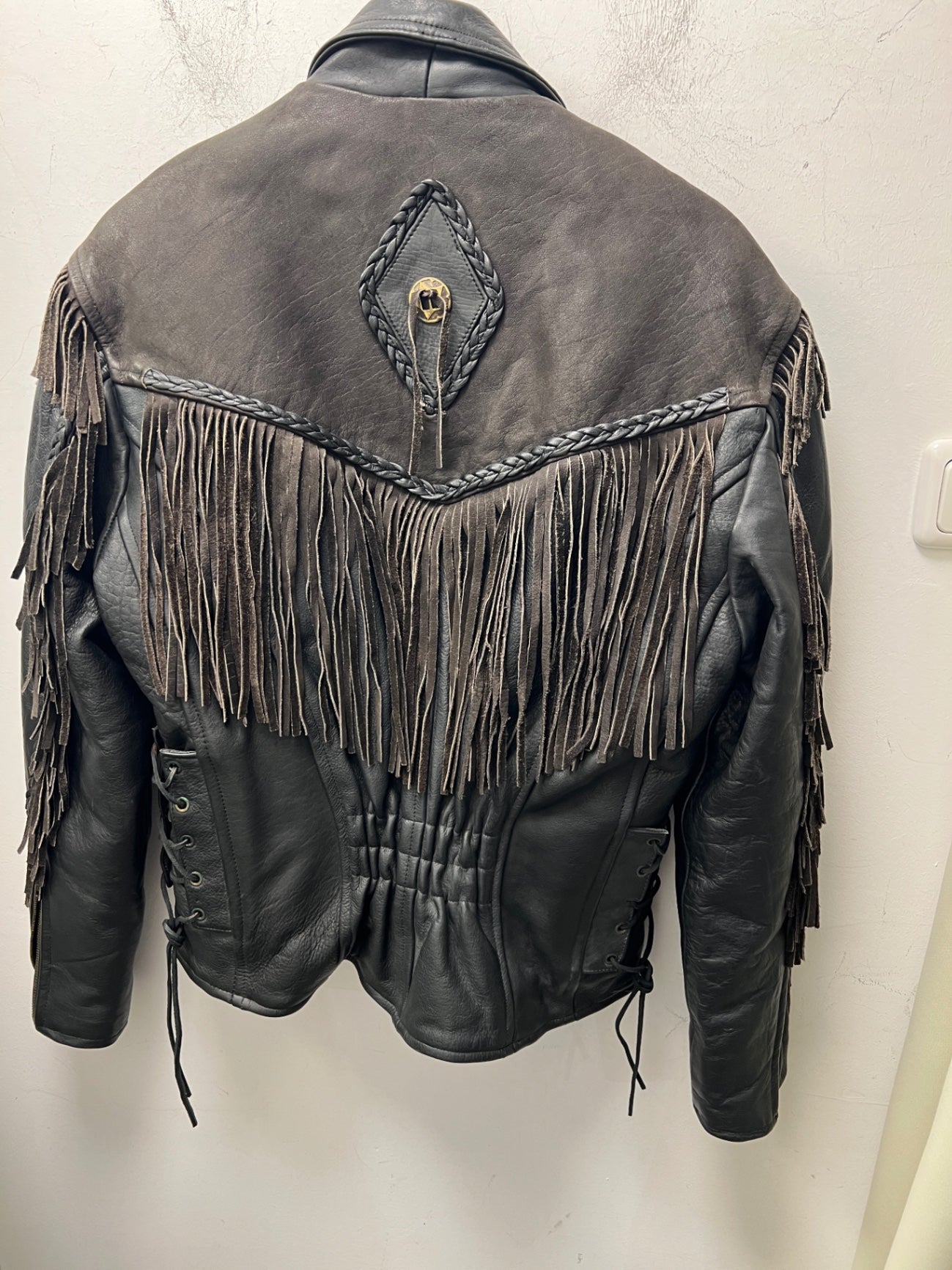 Roadwear 59 Lederjacke mit Fransen S Braun Schwarz