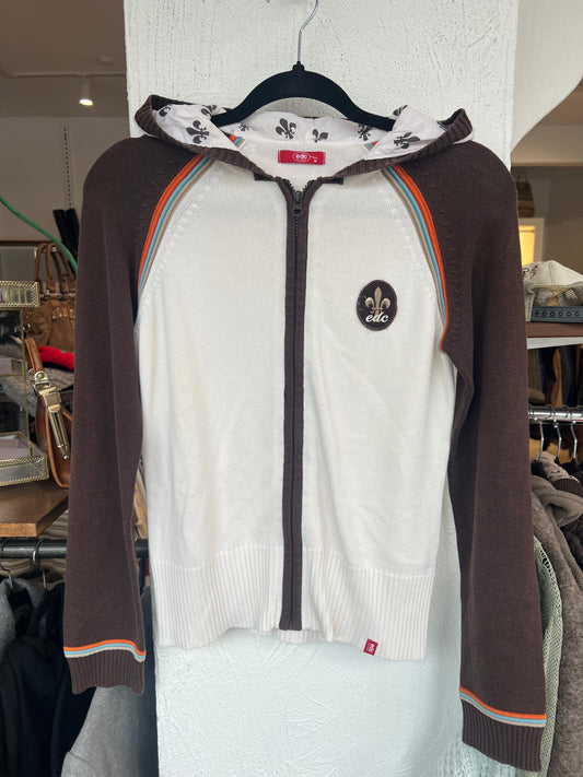 edc Strickjacke M Weiß und Braun