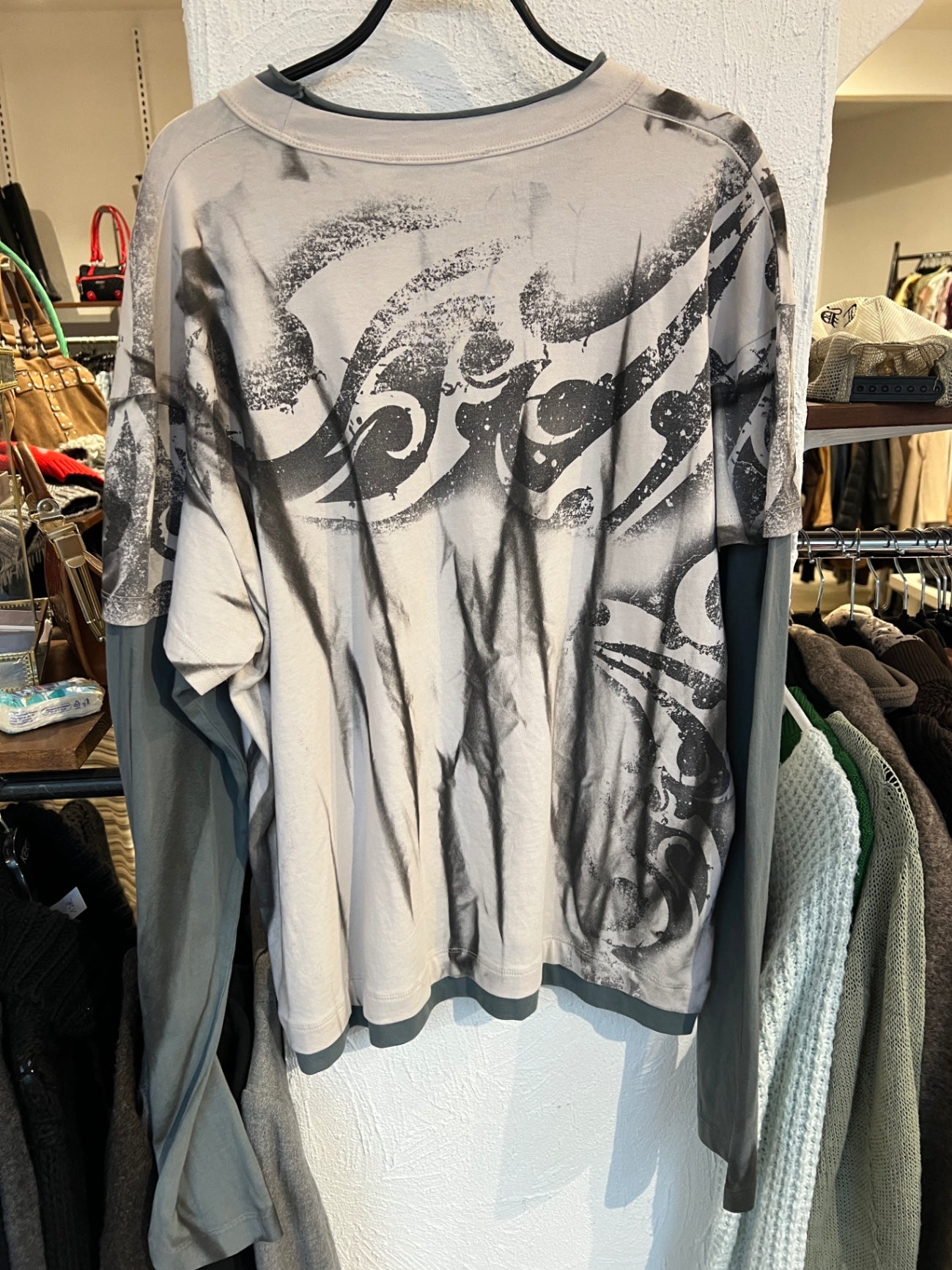 Jaded London Langarmshirt M Beige, Grau