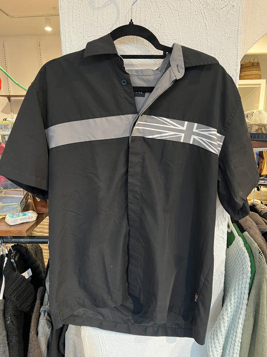 INSCENE Kurzarm Hemd M Schwarz, Grau, Weiß