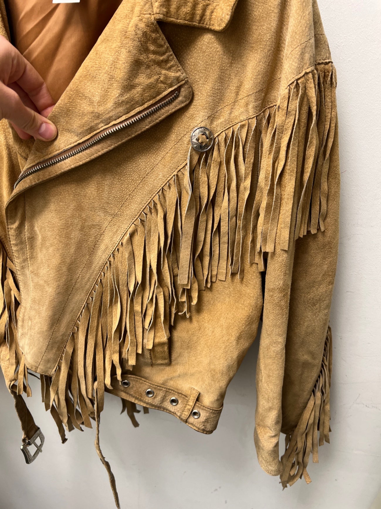 Jacke mit Fransen 44 Hellbraun
