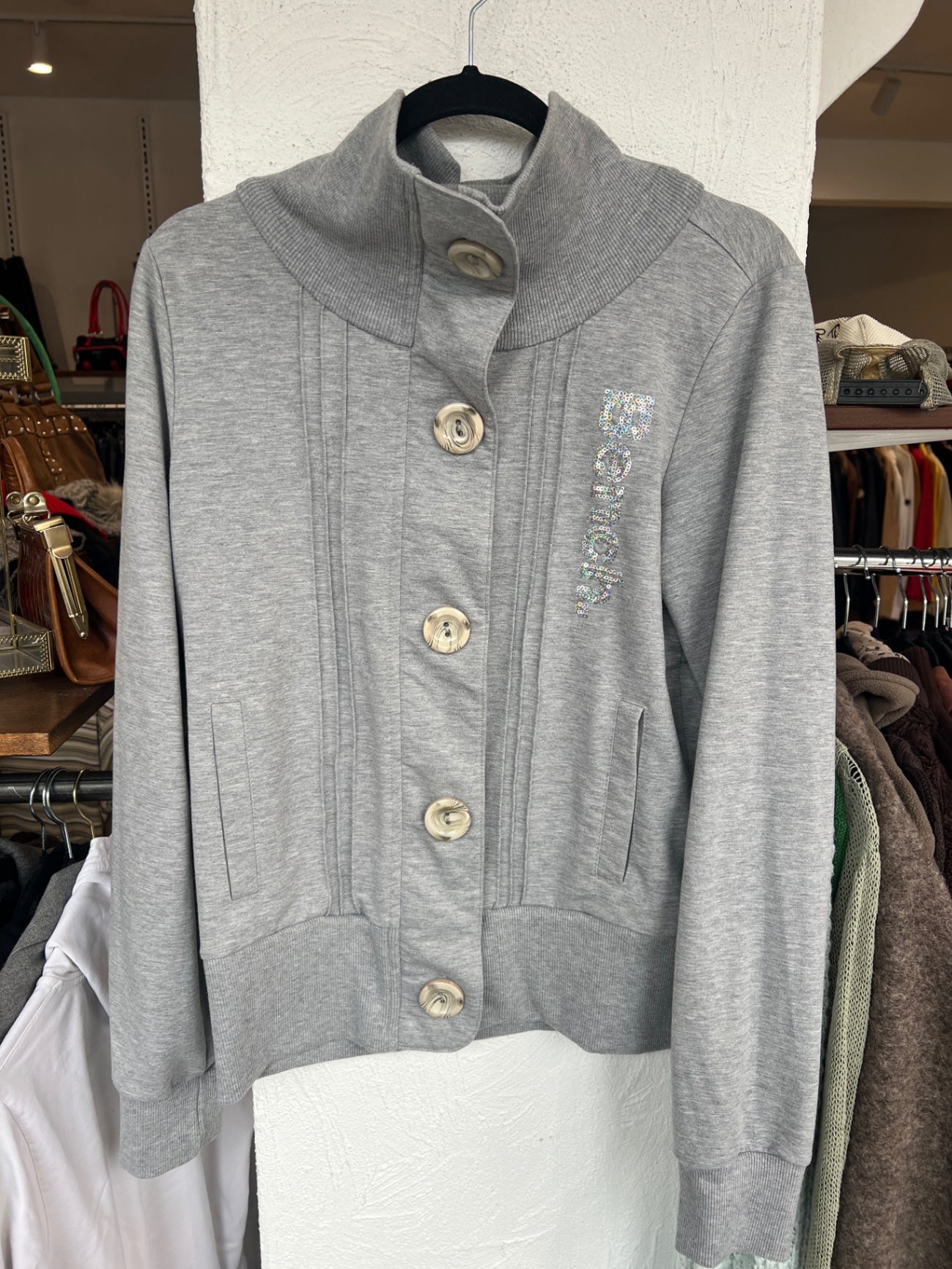 Bench Jacke M Grau mit Glitzer