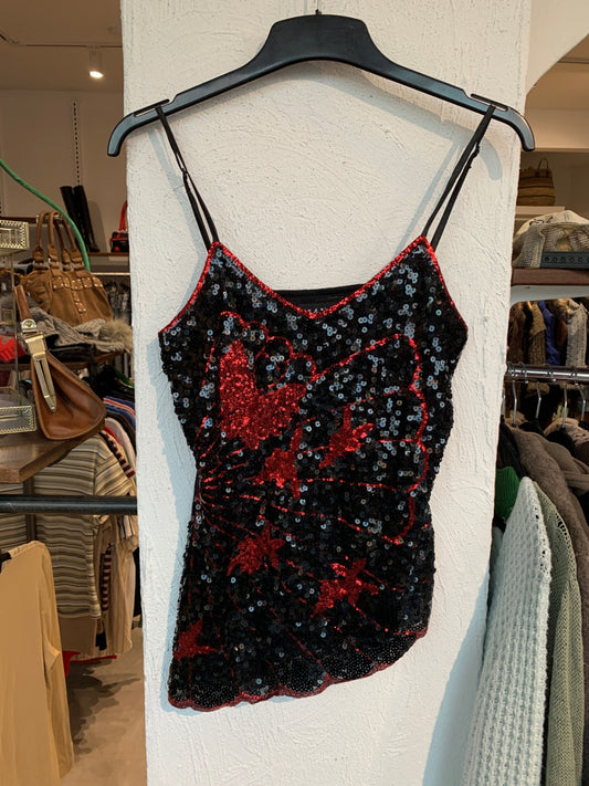 Maner Top M Schwarz, Rot