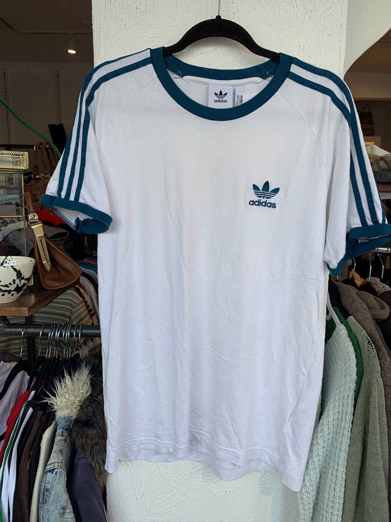 adidas T-Shirt M Weiß und Blau