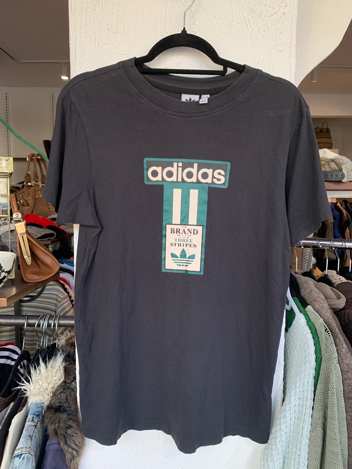 Adidas T-Shirt M Schwarz Grün Weiß