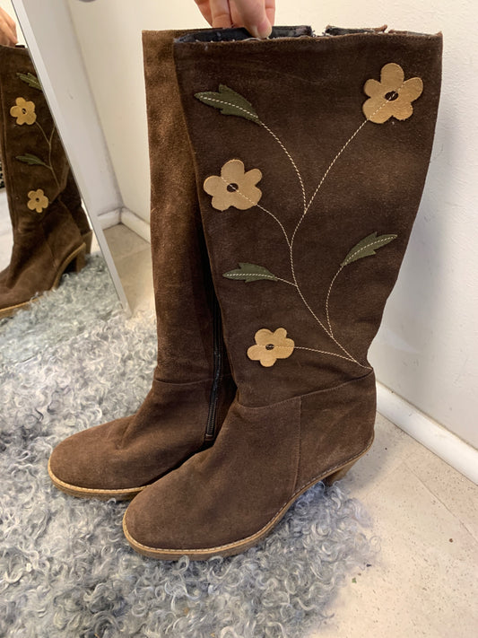Stiefel mit Blumen 41 Braun