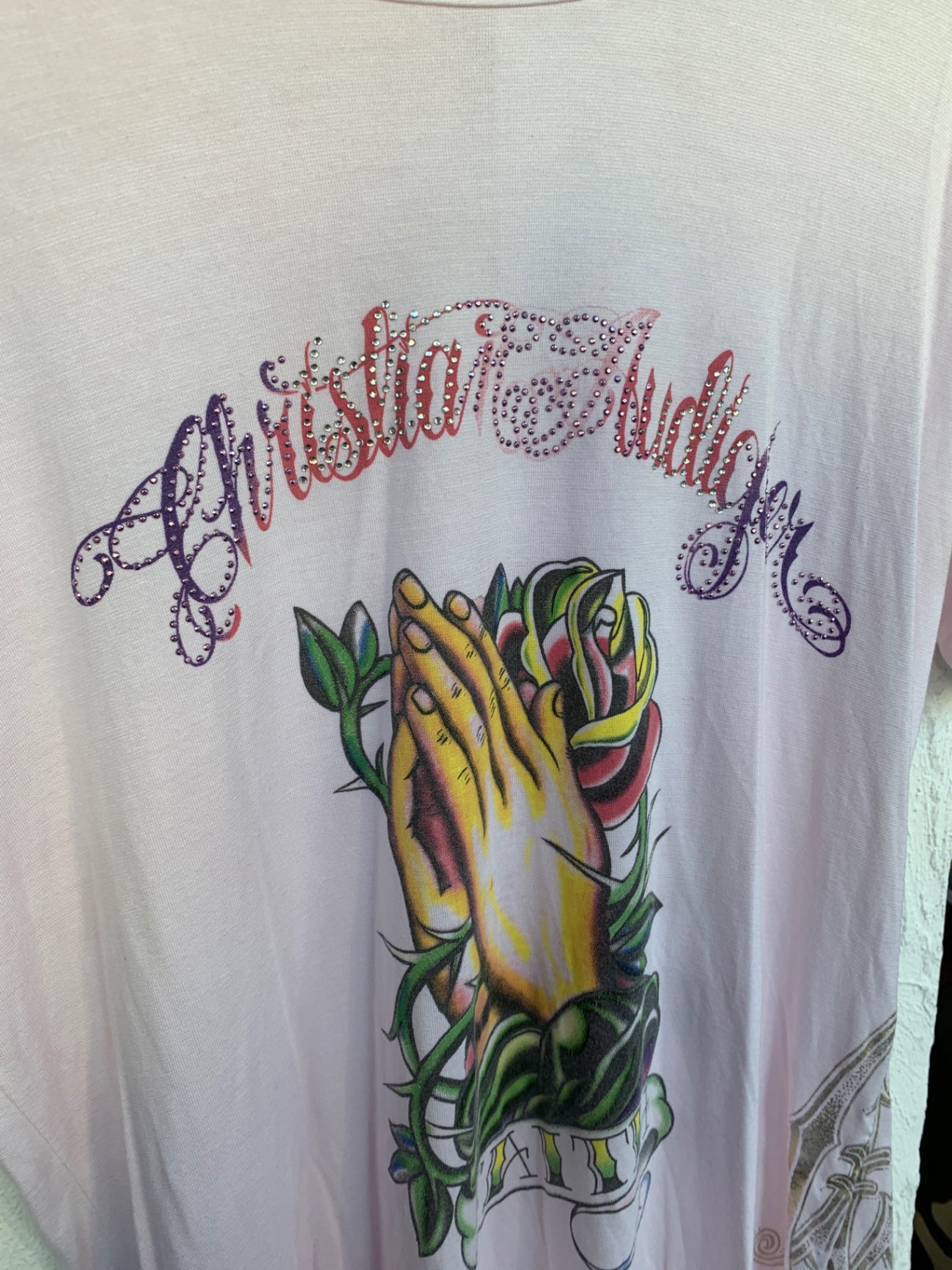 Christian Audigier T-Shirt XXL Rosa mit Gold