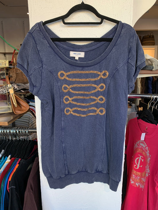New Look Husaren Tshirt M Blau mit Gold