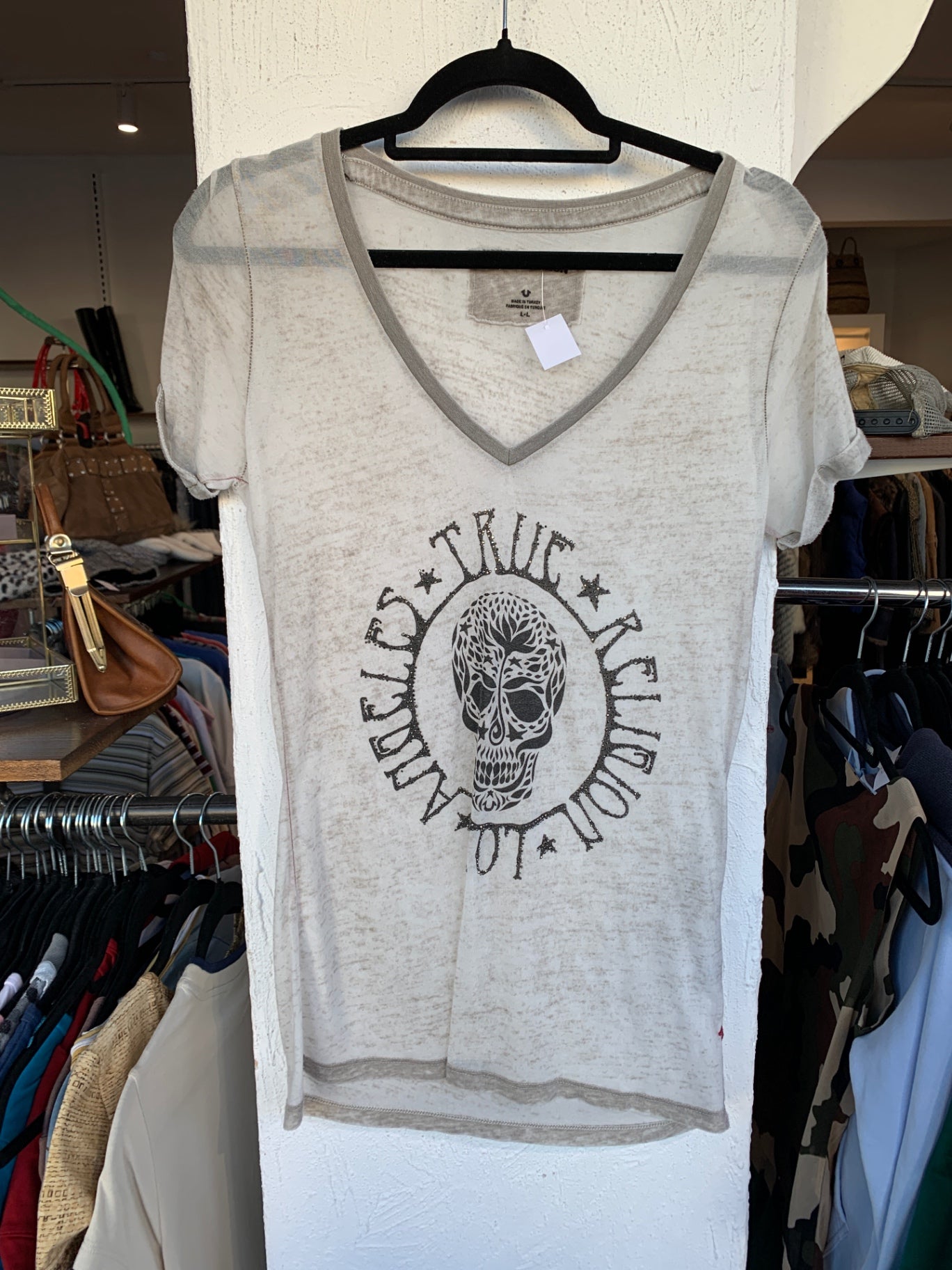 True Religion T-Shirt M Creme Grau
