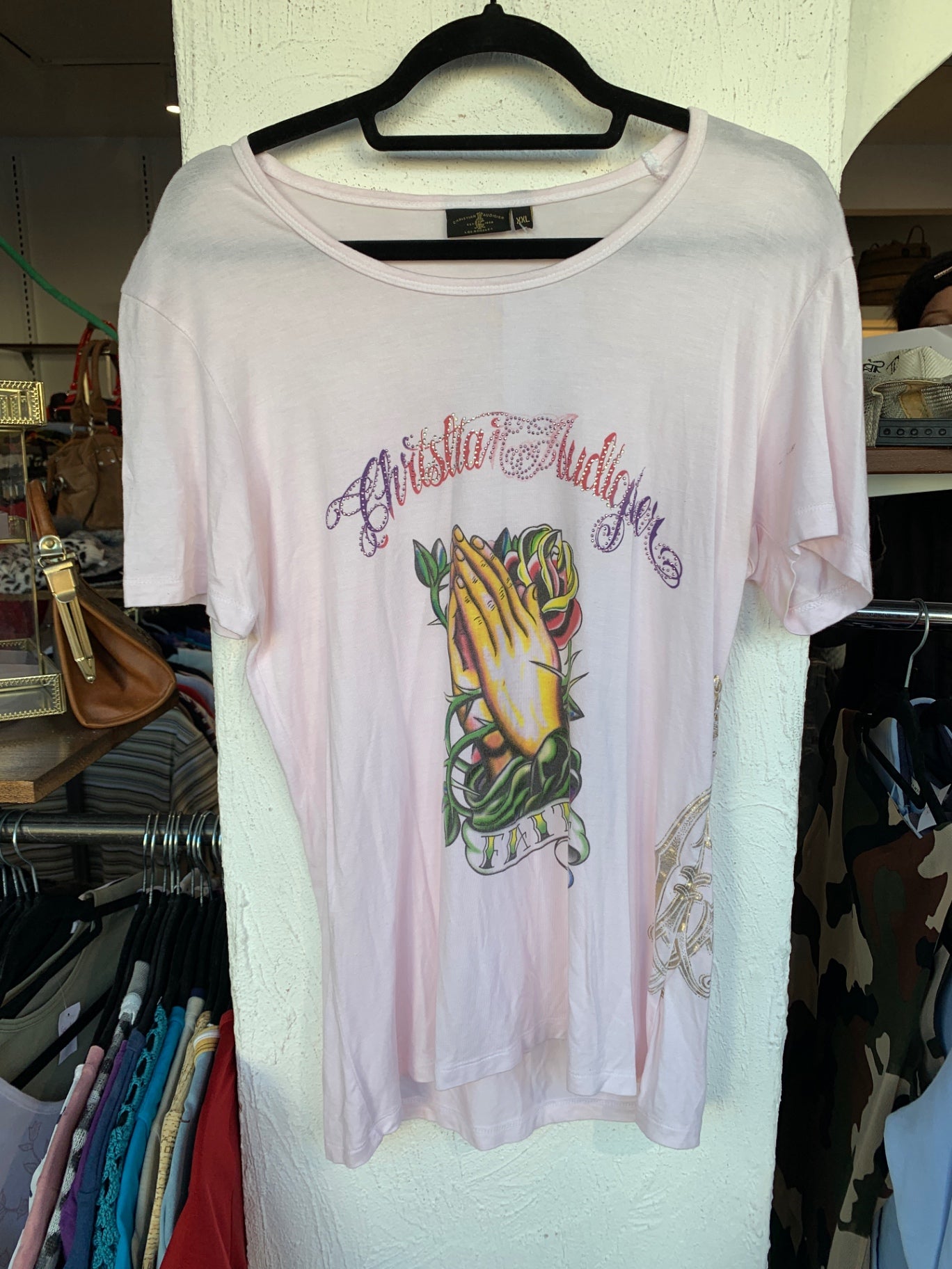 Christian Audigier T-Shirt XXL Rosa mit Gold